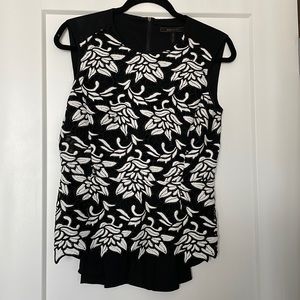 Bcbg MaxAzria Shanine Lace Front Top - size Small, Black and White.